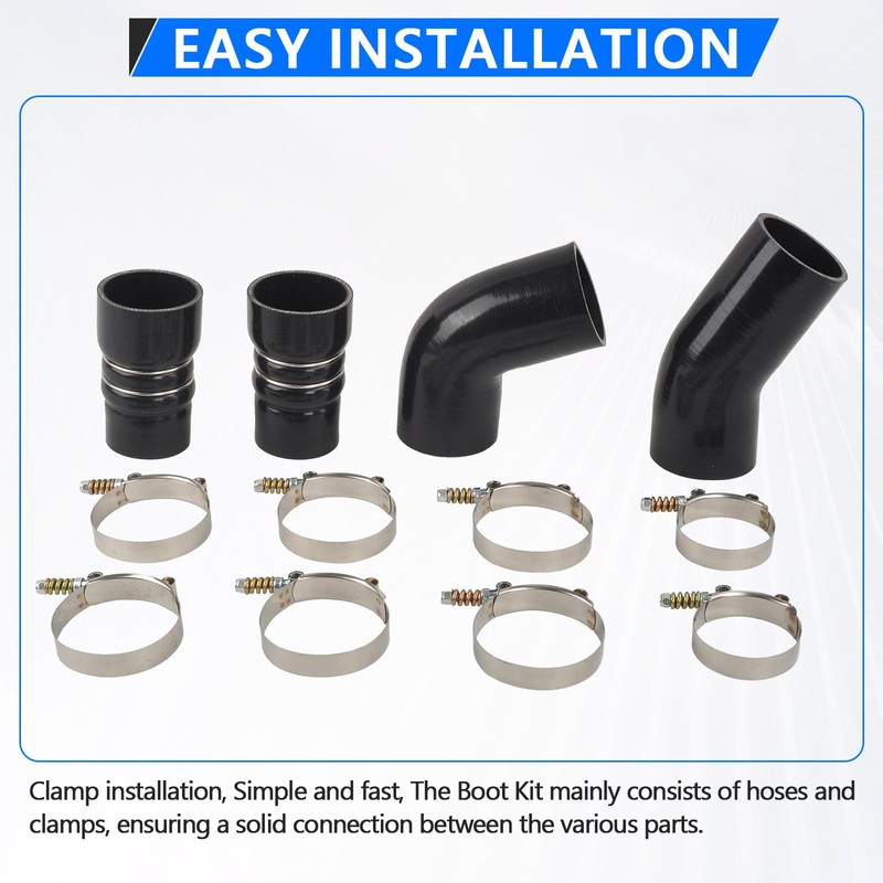 SSN 3" Aluminum Intercooler Pipe &Boot Kit Compatible with 2002