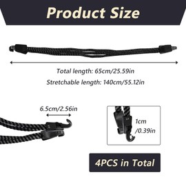 Pack of 4 Luggage Straps Bicycle, Bicycle Tie Down Strap, 3 in 1 Tie Down Strap with Hooks, Elastic Rubber Tensioner Strap for Motorcycle, Bicycle Backpack, Adjustable Tie Down Straps for Backpack