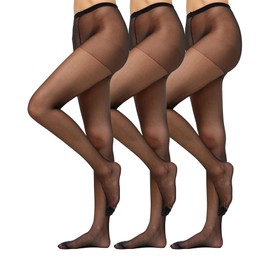 Nur Die Supersitz Color Women's Tights, Pack of 3, 20 Denier - Matt Fein Black (Black 94)