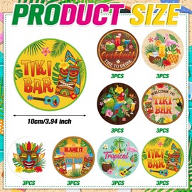 Hushee 24 Pcs Tiki Bar Coasters for Drinks Outdoor Bar Coasters Accessories Tiki Absorbent Drink Decor for Table Desk Coffee Cups Home Decorations