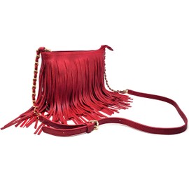 Solene Fringe Crossbody Shoulder Bag with Strap, Tassel Messenger bag, Country Style Western Fringe Purse for Women - E031(Red)