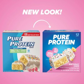 Pure Protein Birthday Cake Protein Bars 20g Protein Gluten Free 12 Count