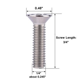 VAMUOEFL 1/4-20 x 3/4" Phillips Flat Head Machine Screws, Stainless Steel 304 (18-8), UNC Coarse Thread, Countersunk Head Machine Screws, 20Pcs