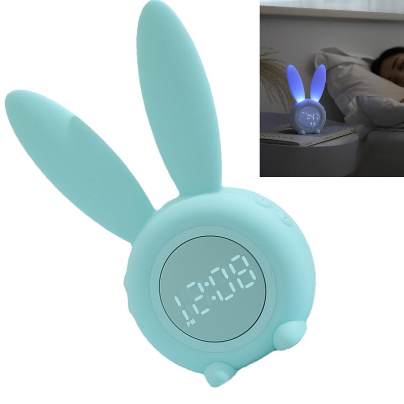 Digital Alarm Clock Cute Bunny Shape LED Night Light Luminous