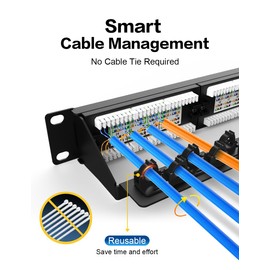 Enmane 24 Port Patch Panel CAT6 Keystone Patch Panel 1U 19 inch Rackmount Compatible with Cat5e,Cat6 Cable Management,Color-Coded Labeling for T568A and T568B Wiring, Black