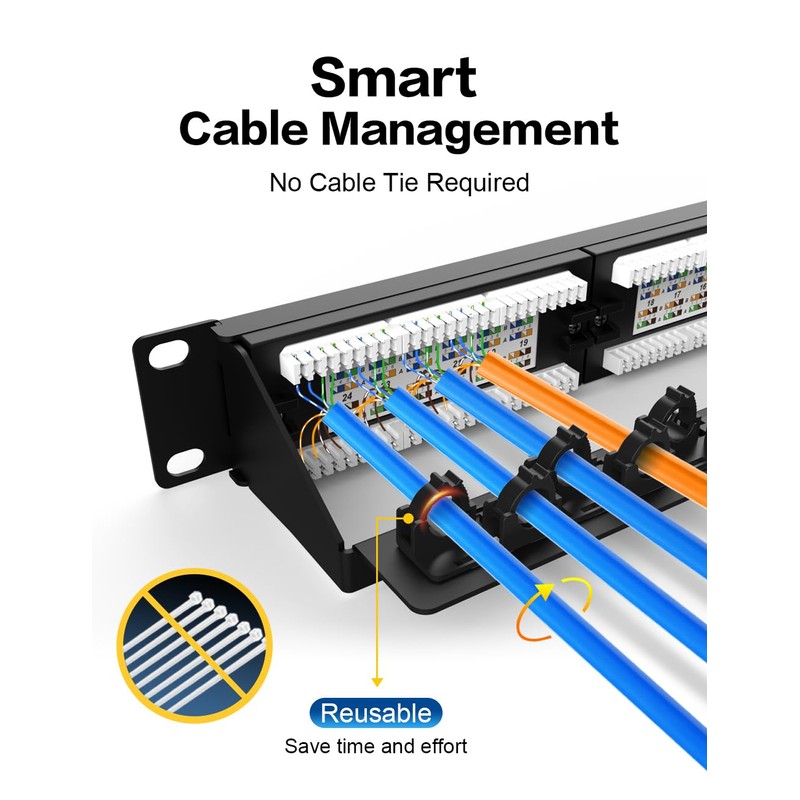 Enmane 24 Port Patch Panel CAT6 Keystone Patch Panel 1U
