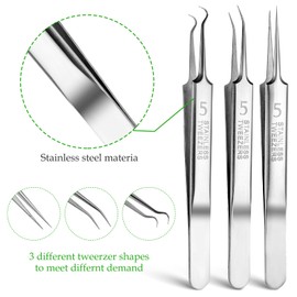 APLZGMG Mitesserentferner Set, 4 Stück Pinzette zum Entfernen von Mitessern und Pinzette für Eingewachsene Haare, Präzisions Mitesser Pickel Extraktor für Pickel, Whitehead Pinzette, Wimpernpinzette