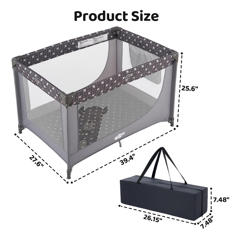 Pamo Babe Portable Crib Baby Playpen with Mattress and Carry