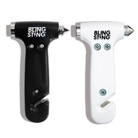 BLINGSTING Glammer Safety Hammer - Emergency Automotive Escape Hammer Tool, Seat Belt Cutter & Car Window Break Tool - White & Black, 2 Count