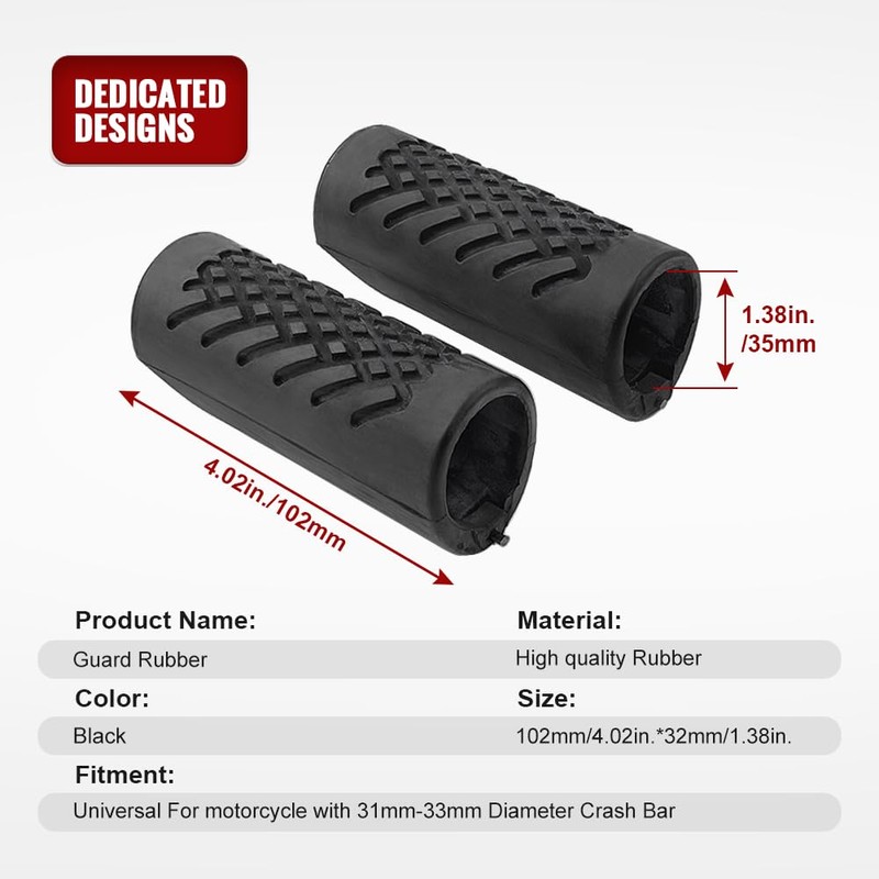 GZYF Motorcycle 1.25" Highway Crash Bar Engine Guard Rubber Cover