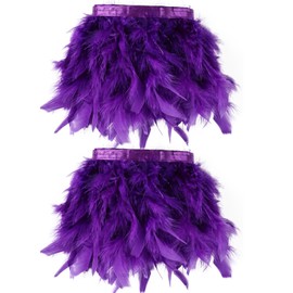 whitefeather Purple Turkey Feathers Trim Fringe 4Yard 4-6inch for Party Clothing DIY Sewing Craft Wedding Dress Decoration Natural Fluffy Turkey Feather Trim