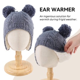 Zsedrut Winter Baby Boy Hats Pompom Baby Beanie for Girls Fleece Newborn Infant Toddler Beanie (0-6 Months, Navy)