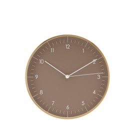 LUUK LIFESTYLE 10” Wall Clock with Silent Movement, Minimalist Scandinavian Design, Kitchen Clock, Decoration for Living Room, Bedroom, Hallway, Housewarming Present, in Brown and Gold