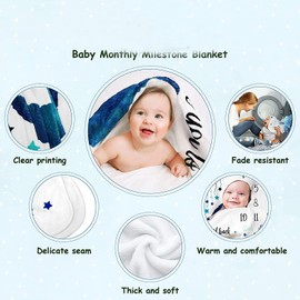 Jonnick 40x60inch Baby Monthly Milestone Blanket for Girl or Boy,Cute Baby Photo Background Blanket,European Design,Gender Neutral for Newborn Girl & Boy (Cambridge Blue)