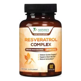 Resveratrol Nature's Nutrition 1800mg Cápsulas Antioxidante Vegano