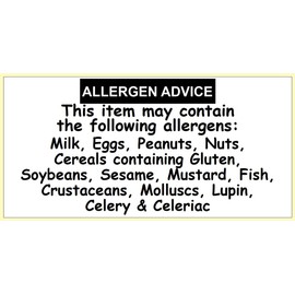 200 Allergen Advice Labels. Allergy Warning Stickers. Food Allergy Labels 50 x 25mm. Allergy Stickers