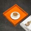 KEVLANG Orange Sturdy Acrylic Serving Tray with Handles-10x10Inch-Serving Coffee,Food,Breakfast,Butler-Kitchen Countertop