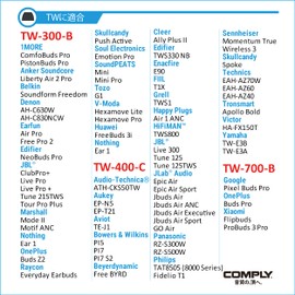 Comply TW-300-B Earphone Tips 1 Pair - Sound Insulation, Fit, Fall Prevention Earphone Tips HC35-82503-01 L
