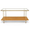 Costway Modern Glass-Top Coffee Table w/ Storage Shelf & Gold