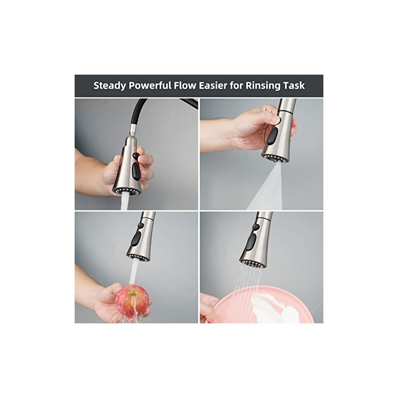 Hibbent 3-Function Pull Down Kitchen Faucet Head Replacement with 12