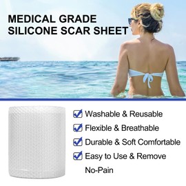 Silicone Scar Sheets (1.6” x 120”), Clear Gel Silicone Scar Tape, Invisible Medical Grade Scar Silicone Strips, Transparent Advanced Removal Scar Patches for C-Section, Keloids, Burn, Acne