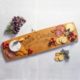 Totally Bamboo South Carolina Extra-Large Charcuterie Board and Cheese Plate with Engraved Artwork, 30" x 8.5"