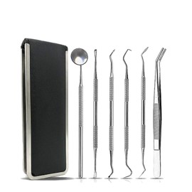 6Pcs Stainless Steel Dental Care Tools Kit Dental Hygiene Oral Care Teeth Whitening with Periodontal Probes Curettes and Forceps