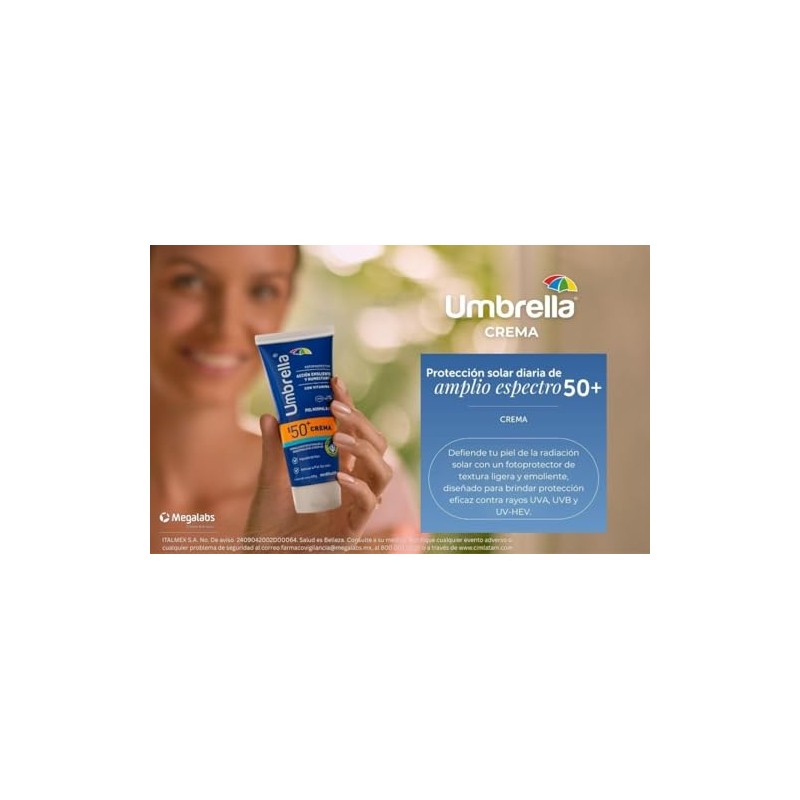 Umbrella Crema Spf Filtro Facial Protector Solar Óxido Zinc Piel