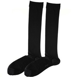 Atsugi S468002 Men's Socks, Striped Pattern, Nylon, High Socks, Thin, Black