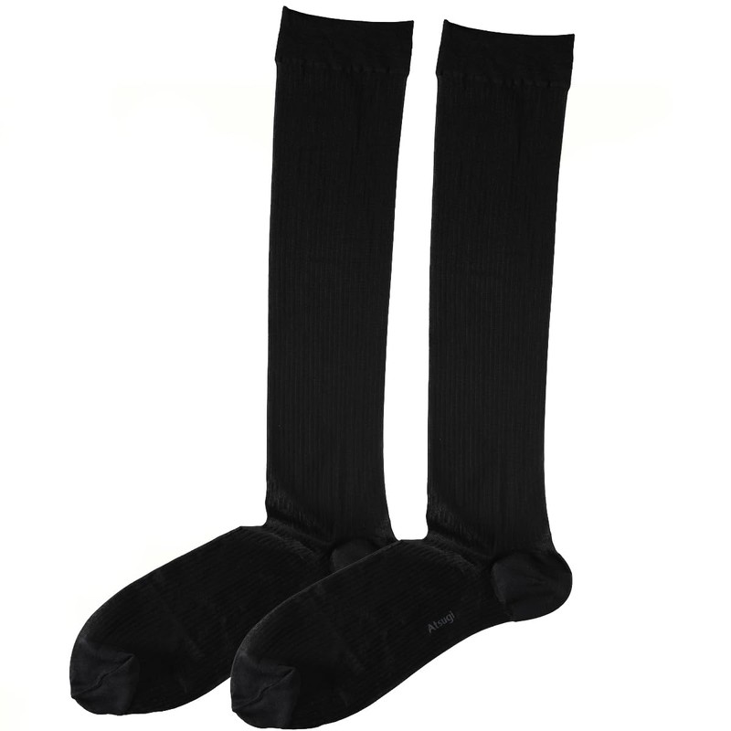 Atsugi S468002 Men's Socks, Striped Pattern, Nylon, High Socks, Thin,