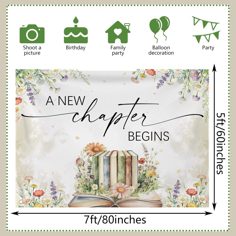 LANKBACK A New Chapter Begins Backdrop Storybook Baby Shower Decorations