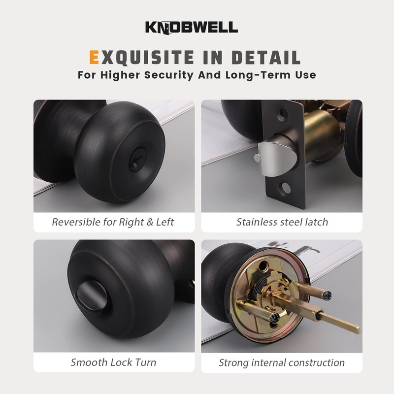 KNOBWELL 5 Pack Modern Oil Rubbed Bronze Keyed Entry Door