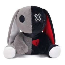 Qleewei Goth Bunny Plush Rabbit Stuffed Animal Horror Plushies Easter Creepy Spooky Bunny Stuffed Animal Crazy Rabbit Plushie Toy