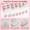 AddFavor Square Short Press on Nails, 120pc Cat Eye Press