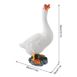 NOENNULL Goose Statue Farm Animal Figurine Resin Goose Sculpture Garden Ornament for Outdoor Backyard Patio Lawn Decoration (Style 2)