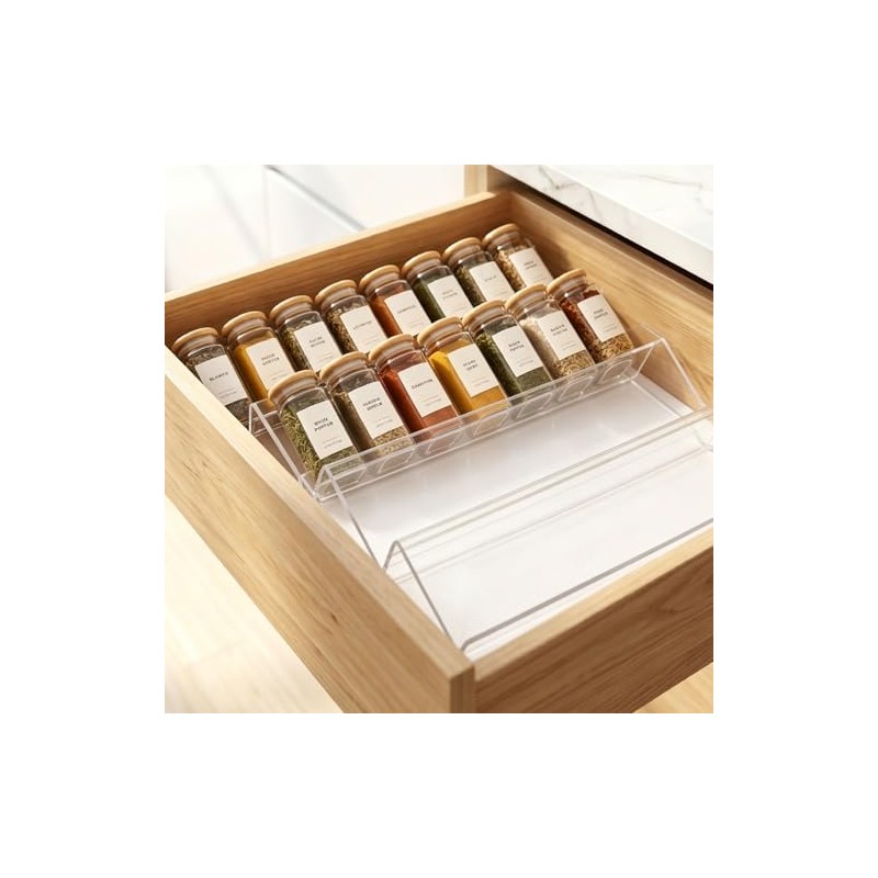 Pack of 4 Adjustable Spice Rack for Drawers, Spice Rack,