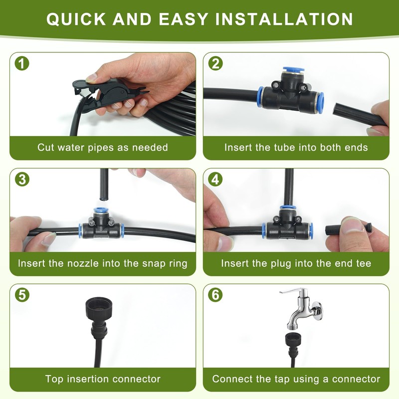 Automatic Drip Irrigation Kit - 50FT with Tool-Free Quick Connectors,