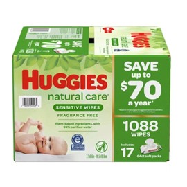 HUGGIES Natural Care Sensitive Baby Wipe Refill, Fragrance Free (1,088 Count)