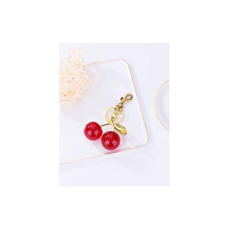 OVRUNS Cherry Bag Charm - Cute Sparkling Purse Accessory
