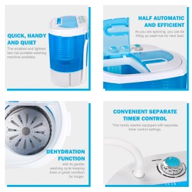 Segawe Portable Compact Lightweight Washer Twin Tub Laundry Washing Machine Spin Cycle