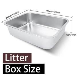 Small Stainless Steel Litter Box for Kittens, 15.5"×11.6"×4" Metal Litter Box for Kitten Rust-Proof, Non Stick, No Smell, Easy to Clean for Cats Rabbits
