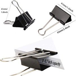 Large Binder Clips 1.6 Inch (48 Pack),Binder Clips Big Paper Clips Clamps for Office and Home Supplies, Black