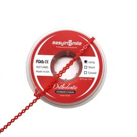 SNAWOP Dental Orthodontic Power Chain Multicolor Spool Elastic Rubber Bands for Teeth Braces (Long, Red)