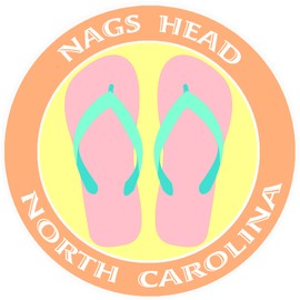 Athena Brands Flip Flops Nags Head North Carolina - Car Truck Window Bumper Sticker Decal - Sunset Orange
