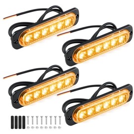 Pack of 4 Front Flash LED 12 V/24 V Penetration Light Strobe Orange 16 Modes Flash Light Car Warning Light Waterproof IP65 with 6 LEDs for Cars Trucks ATV UTV Pickup Vehicles