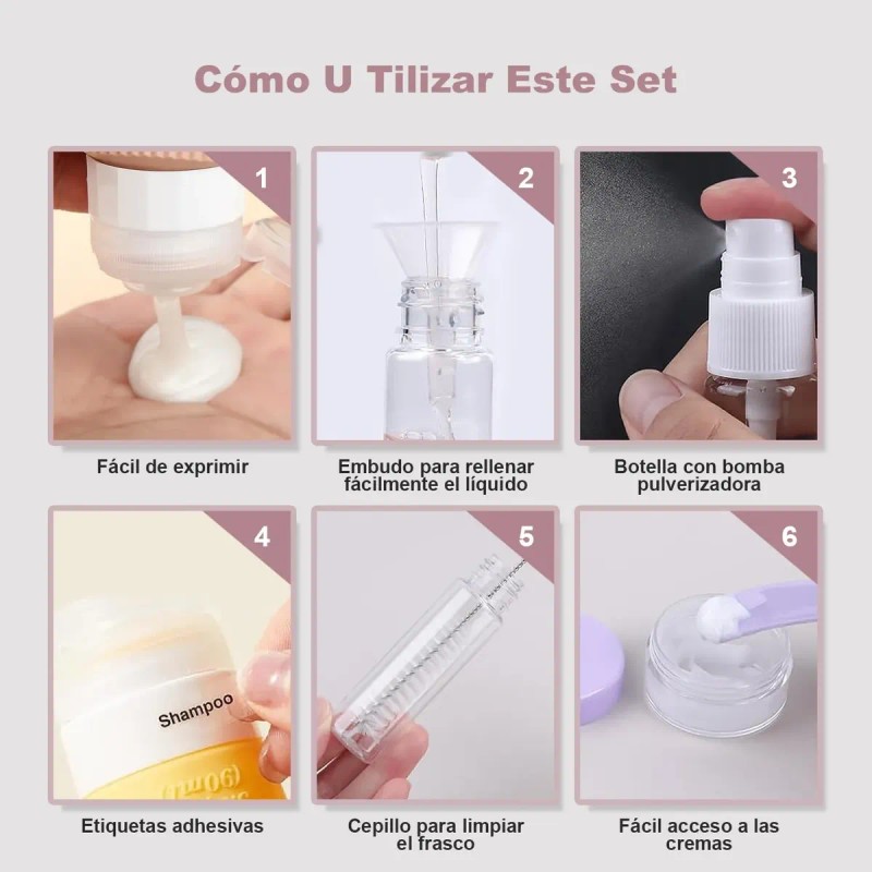 16 Piece Botellas De Viaje,botella De Viaje De Silicona
