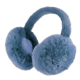fiebig Faux Fur Ear Muffs | Earband in One Size 54-63 cm | Ear Warmers in Microfleece, denim blue