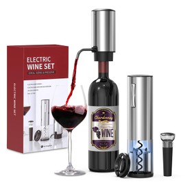 PENTASPI Electric Wine Opener Set, 4 in 1 Electric Wine Bottle Opener, Rechargeable Corkscrew Opener with Aerator, Foil Cutter, Vacuum Stopper, Ideal Present for Wine Lovers, Party, Wedding, Home