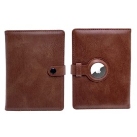 AirTag Wallet Passport Travel Package Cover Case with AirTag Holder Tourist Accessory with Vaccine Card Slot for Men and Women Anti-Lost PU Leather Passport Holder (Brown)