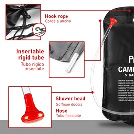ProTool 20L Solar Camping Shower Bag – Portable Outdoor Shower with Hose & Adjustable Shower Head – Solar Heated Camping Shower up to 45°C – For Beach, Hiking, Garden & Campervan